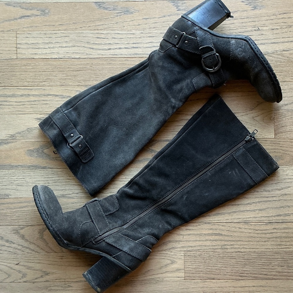Born Natasha charcoal suede knee high boots
